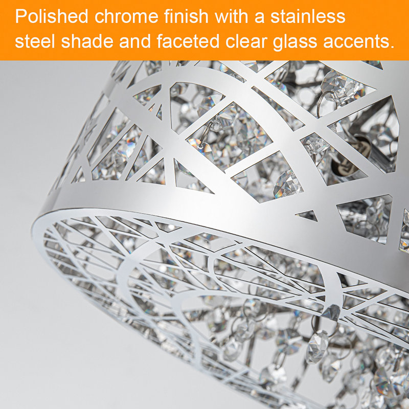 Mercer41 Drum SemiFlush Mount Ceiling Light with Crystals, 5Light